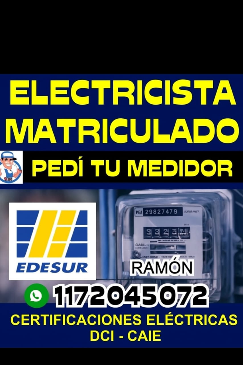 Electricista matriculado Edesur 1172045072